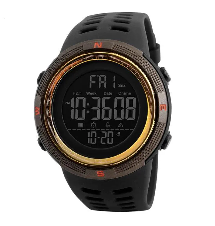 Men Multifunktional Watch Alarm Clock 5Bar Waterproof Digital