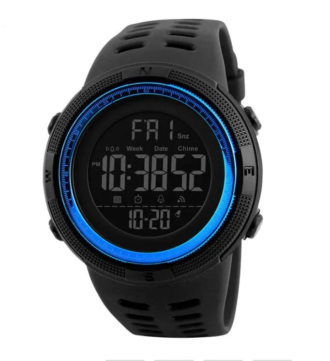 Men Multifunktional Watch Alarm Clock 5Bar Waterproof Digital