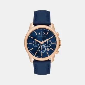 Men's Blue Leather Chronograph Watch AX1723