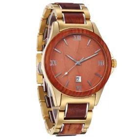 Men's Golden Quartz Wooden Watch