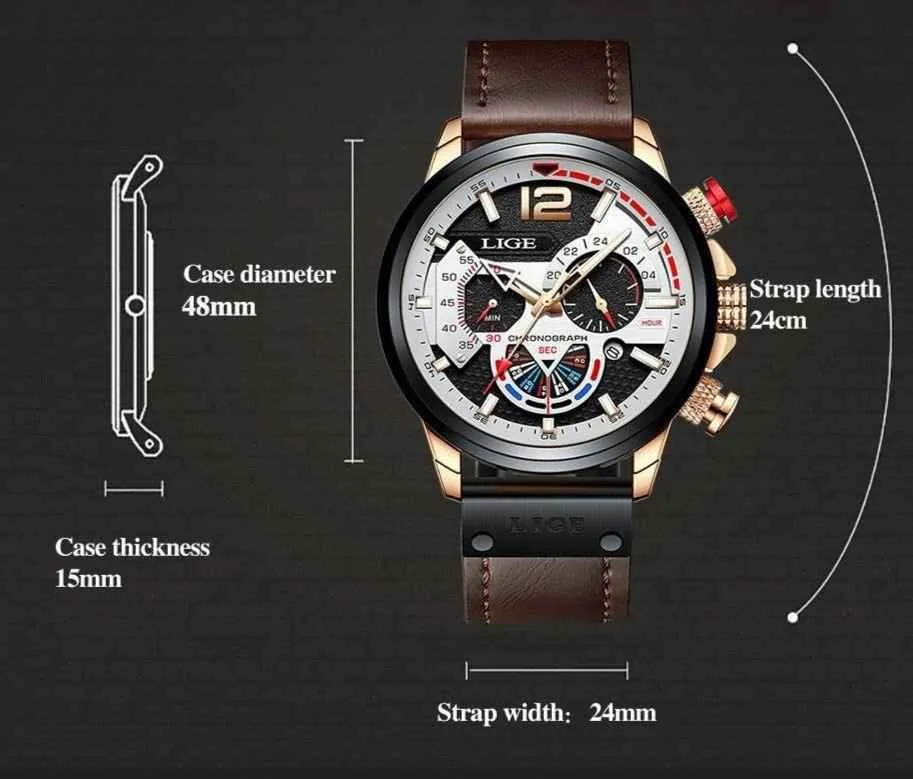 Men's Simple Watches 7TS0313 Casual Leather Sport Waterproof Quartz