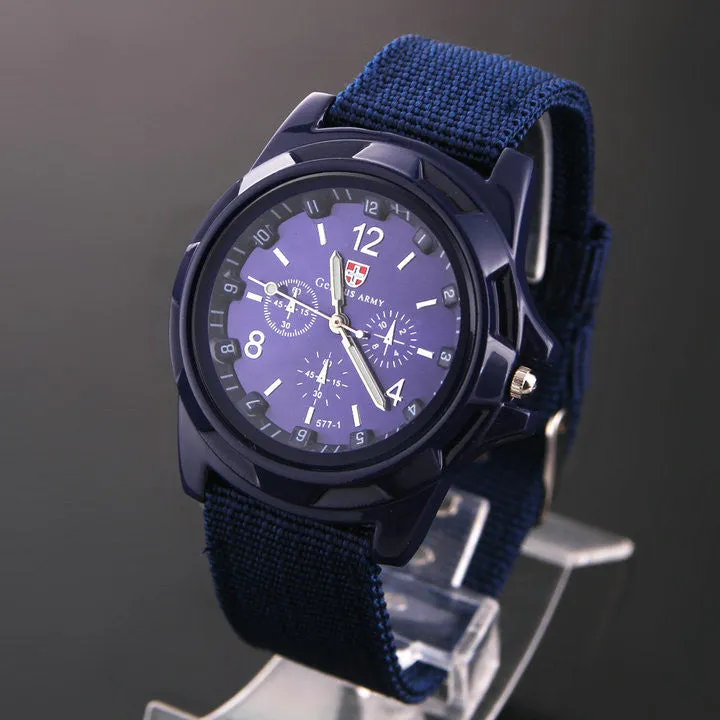 Men's Sports Watch Analog free Watches Alloy dial 4colors military watches Fabric Strap Casual watch