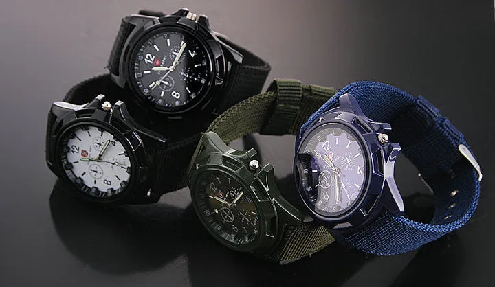 Men's Sports Watch Analog free Watches Alloy dial 4colors military watches Fabric Strap Casual watch