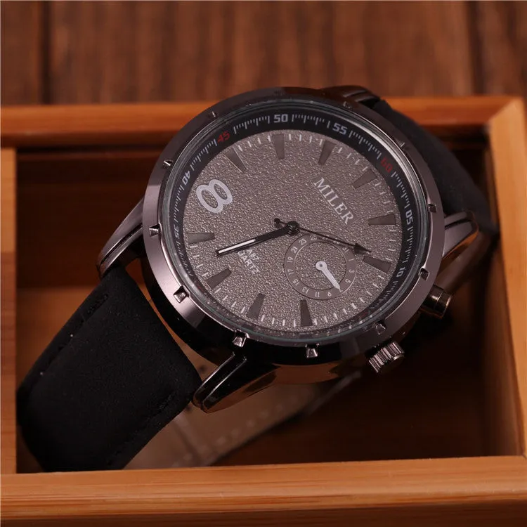 Miler Brand Mens Watches Top Brand Luxury Quartz Male Clock Casual Leather Band Watch Military Wristwatch Relogio Male