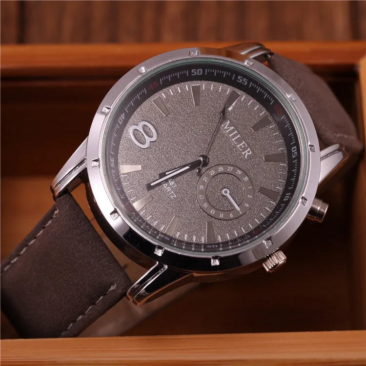 Miler Brand Mens Watches Top Brand Luxury Quartz Male Clock Casual Leather Band Watch Military Wristwatch Relogio Male