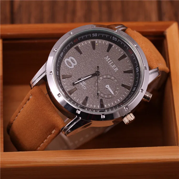 Miler Brand Mens Watches Top Brand Luxury Quartz Male Clock Casual Leather Band Watch Military Wristwatch Relogio Male