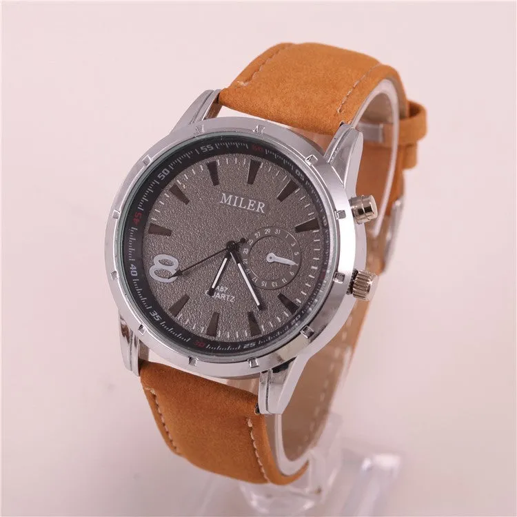 Miler Brand Mens Watches Top Brand Luxury Quartz Male Clock Casual Leather Band Watch Military Wristwatch Relogio Male