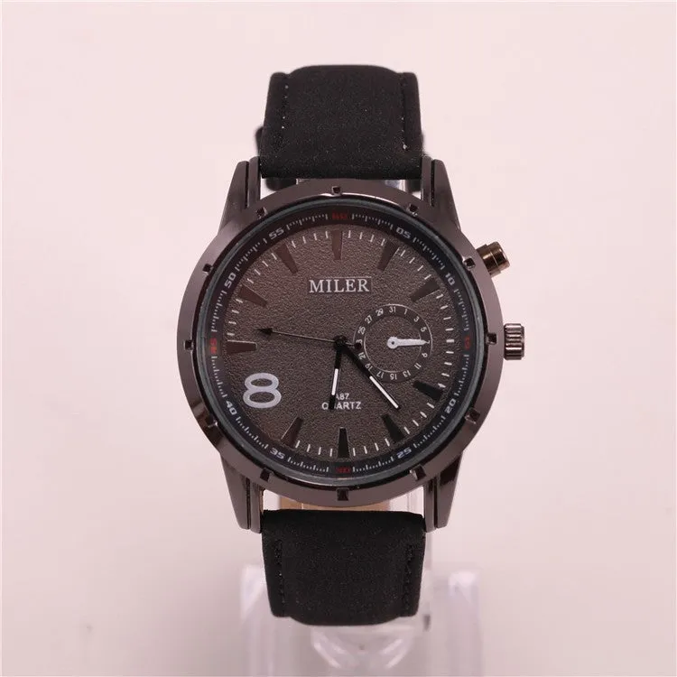 Miler Brand Mens Watches Top Brand Luxury Quartz Male Clock Casual Leather Band Watch Military Wristwatch Relogio Male