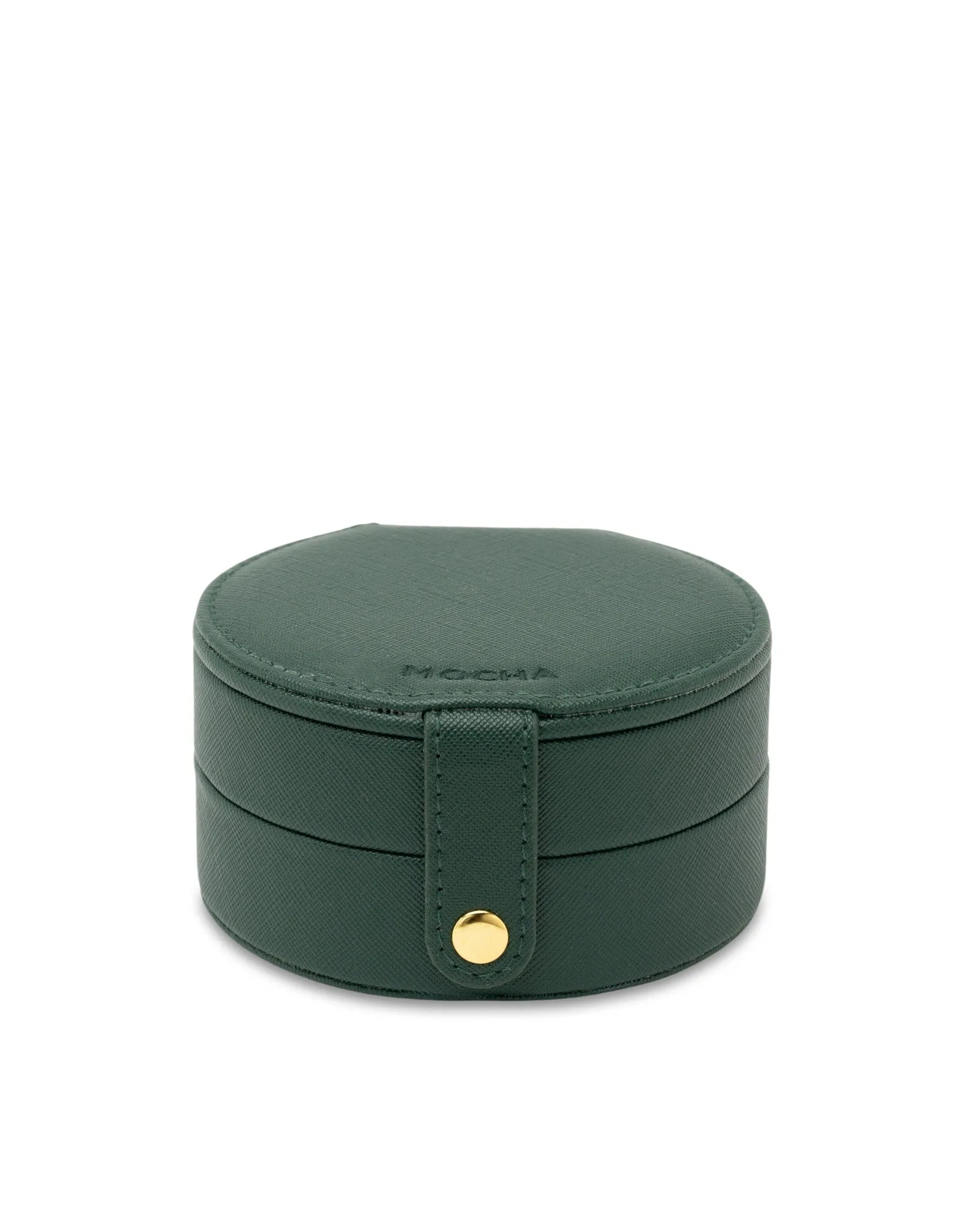 Mocha Round Double Layer Jewellery Case- Green