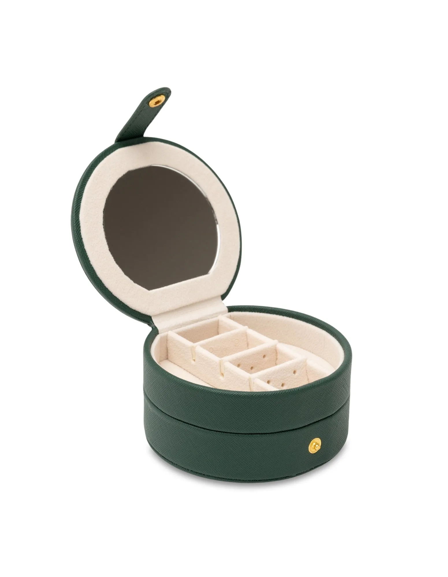 Mocha Round Double Layer Jewellery Case- Green