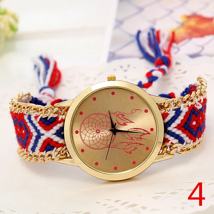 Mori Girl style women wristwatch New Brand gold dress watch Handmade Braided Friendship Bracelet Watch ladies Quarzt Watch