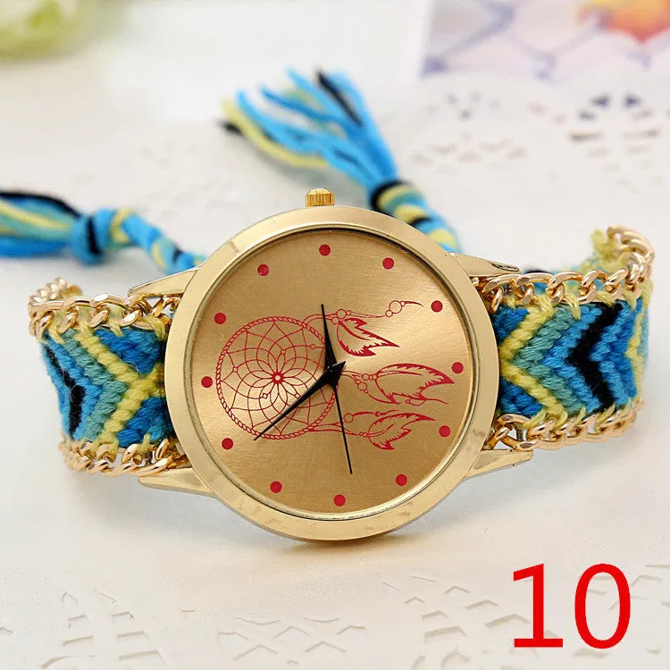 Mori Girl style women wristwatch New Brand gold dress watch Handmade Braided Friendship Bracelet Watch ladies Quarzt Watch