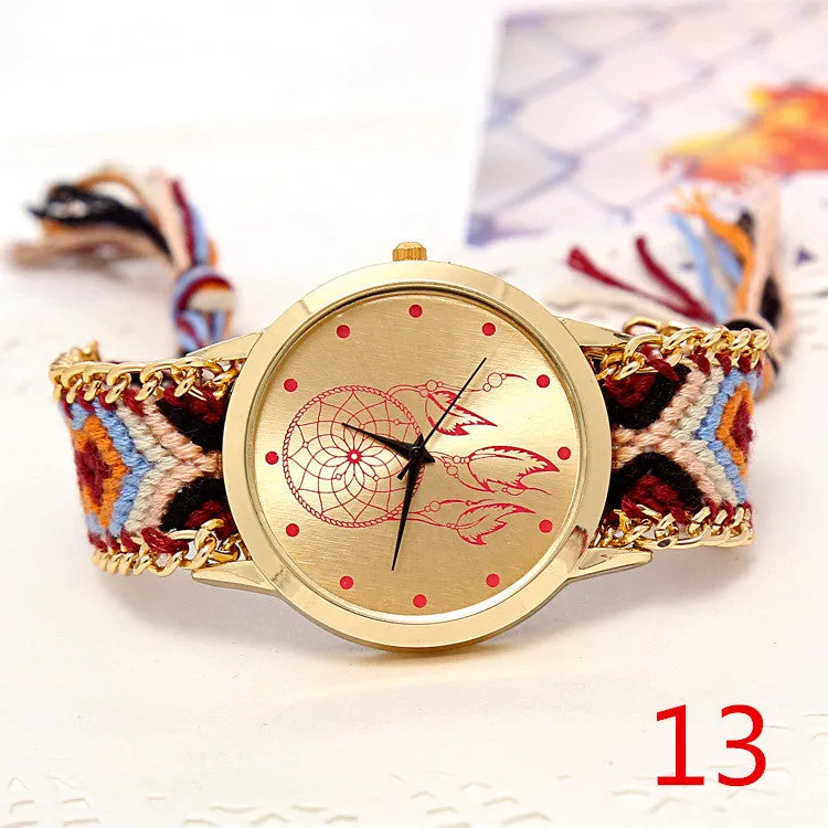 Mori Girl style women wristwatch New Brand gold dress watch Handmade Braided Friendship Bracelet Watch ladies Quarzt Watch