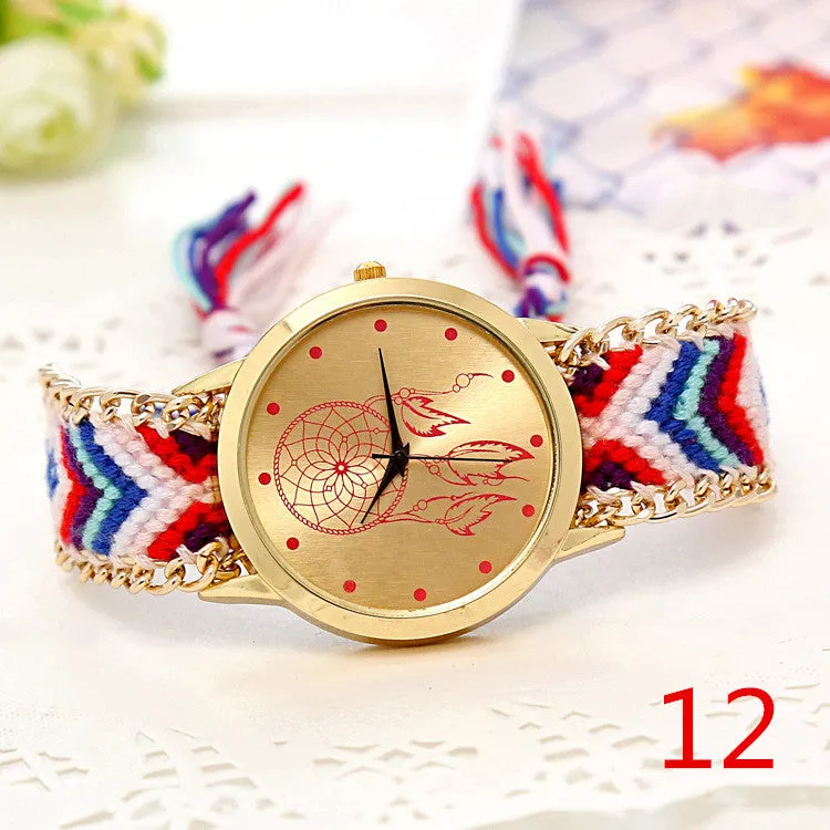 Mori Girl style women wristwatch New Brand gold dress watch Handmade Braided Friendship Bracelet Watch ladies Quarzt Watch