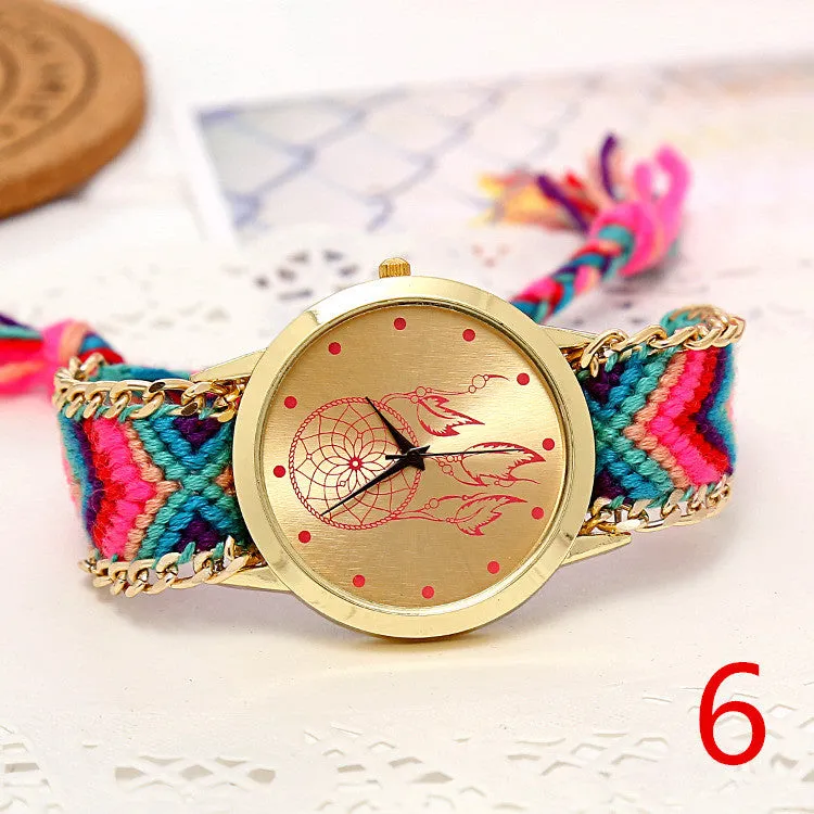 Mori Girl style women wristwatch New Brand gold dress watch Handmade Braided Friendship Bracelet Watch ladies Quarzt Watch