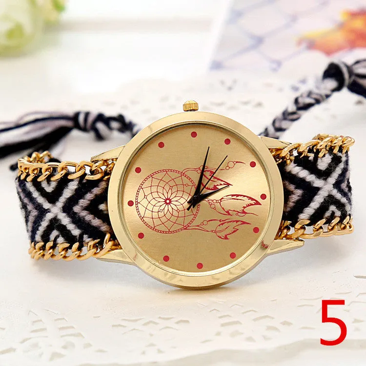 Mori Girl style women wristwatch New Brand gold dress watch Handmade Braided Friendship Bracelet Watch ladies Quarzt Watch