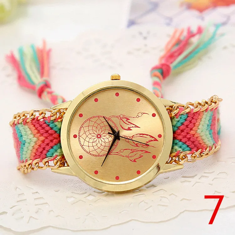 Mori Girl style women wristwatch New Brand gold dress watch Handmade Braided Friendship Bracelet Watch ladies Quarzt Watch