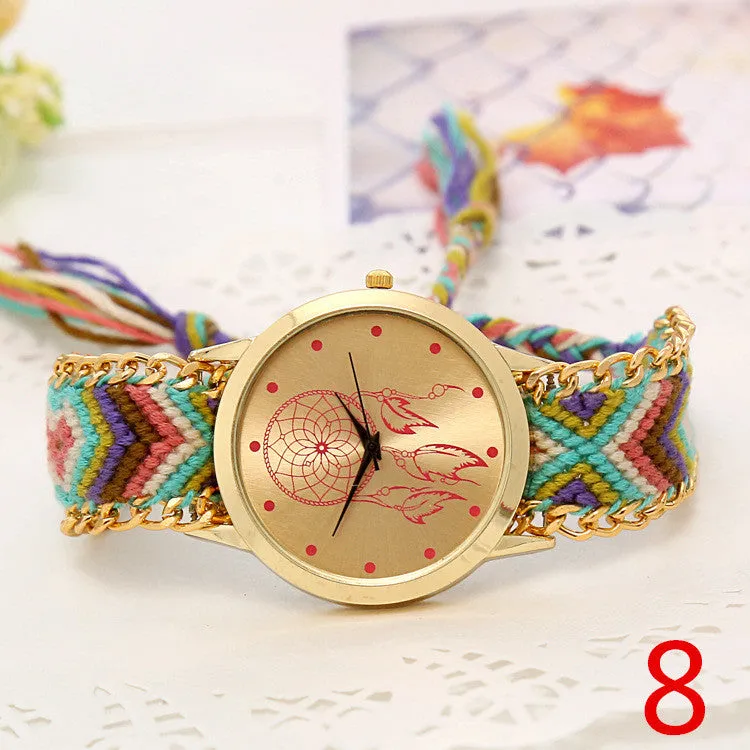 Mori Girl style women wristwatch New Brand gold dress watch Handmade Braided Friendship Bracelet Watch ladies Quarzt Watch