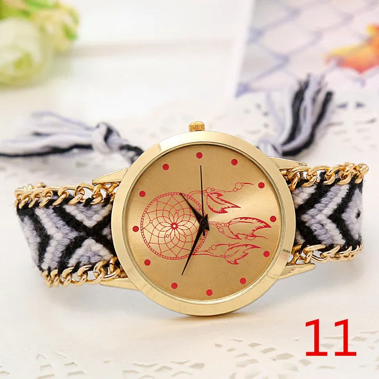 Mori Girl style women wristwatch New Brand gold dress watch Handmade Braided Friendship Bracelet Watch ladies Quarzt Watch