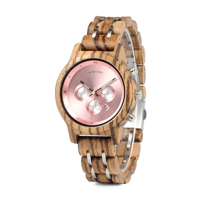 Multifunctional Waterproof Wooden Quartz Watch For Men