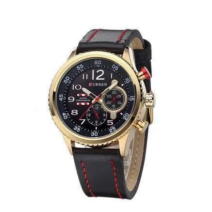 New CURREN Genuine Leather Strap Gold Business Watch Quartz Luxury Sport Watch Men Brand Watch relogio