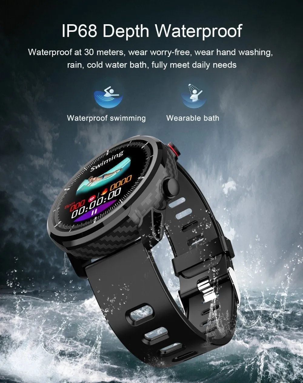 New IP67 Waterproof Heart Rate Monitor Blood Pressure Fitness Tracker Smartwatch For Android iPhone