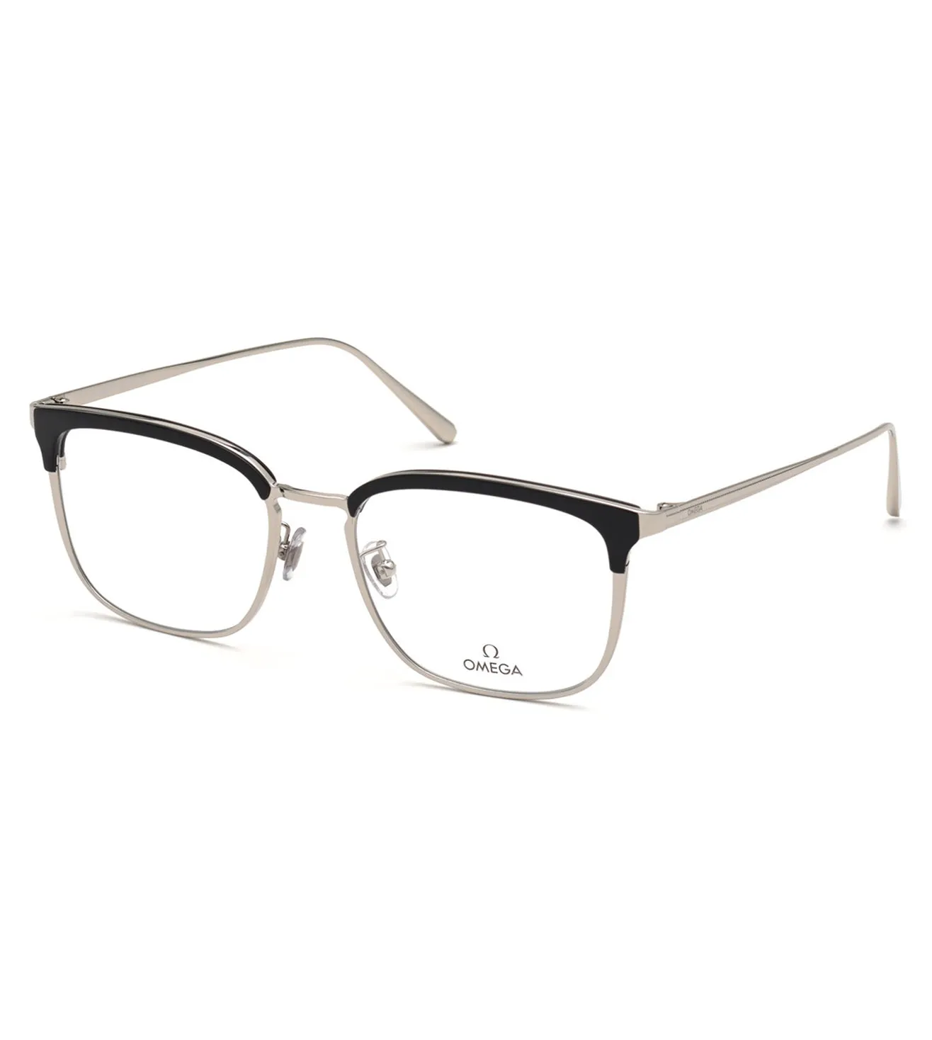 Omega Men's Shiny Black Square Optical Frame