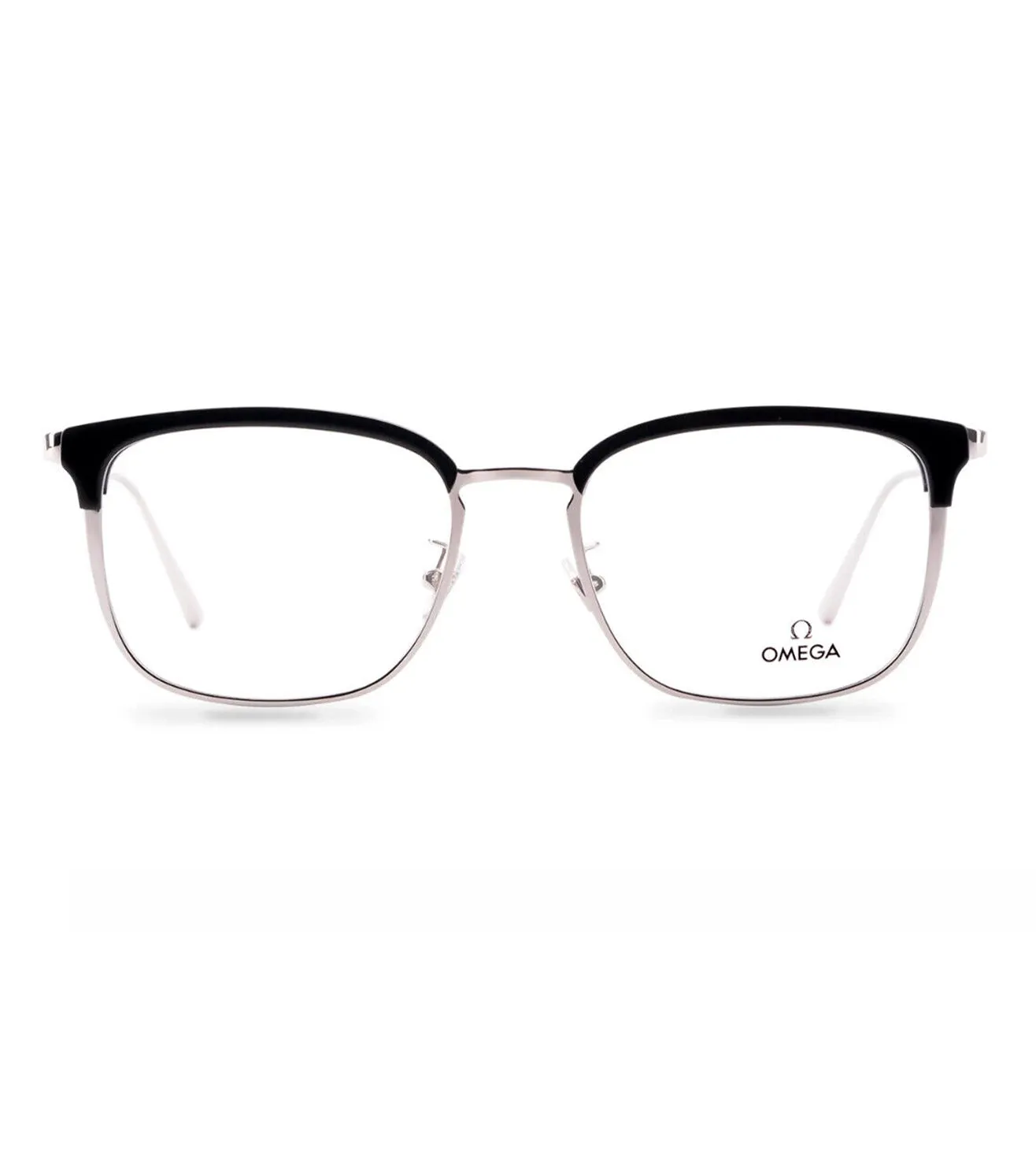 Omega Men's Shiny Black Square Optical Frame