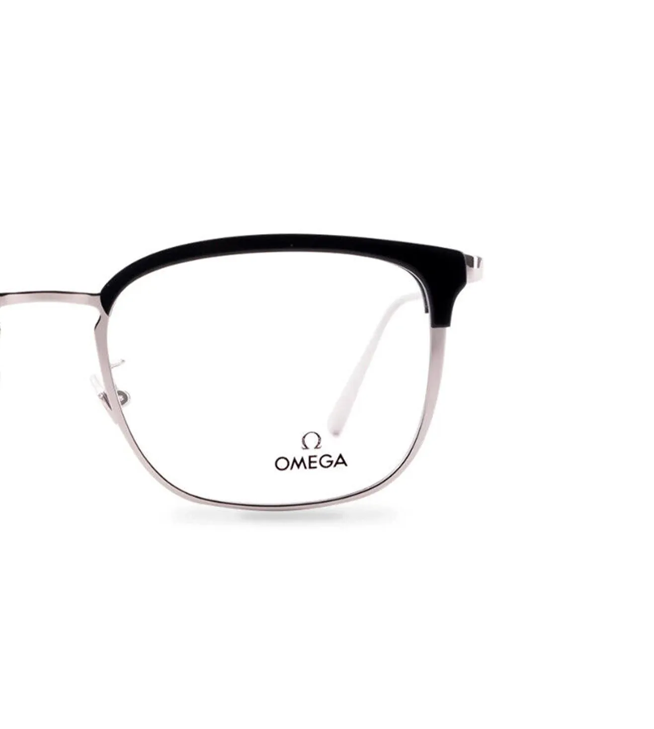 Omega Men's Shiny Black Square Optical Frame