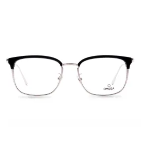 Omega Men's Shiny Black Square Optical Frame