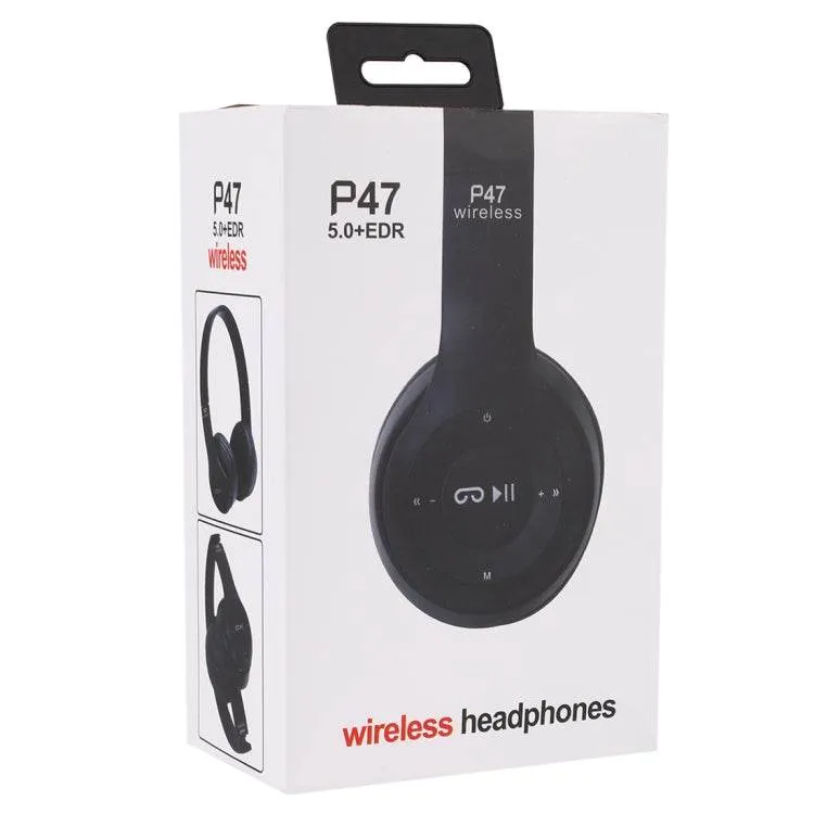 P47 Foldable Bluetooth Headphones with AUX, FM Radio & MP3 Playback, Hands-Free Call Support