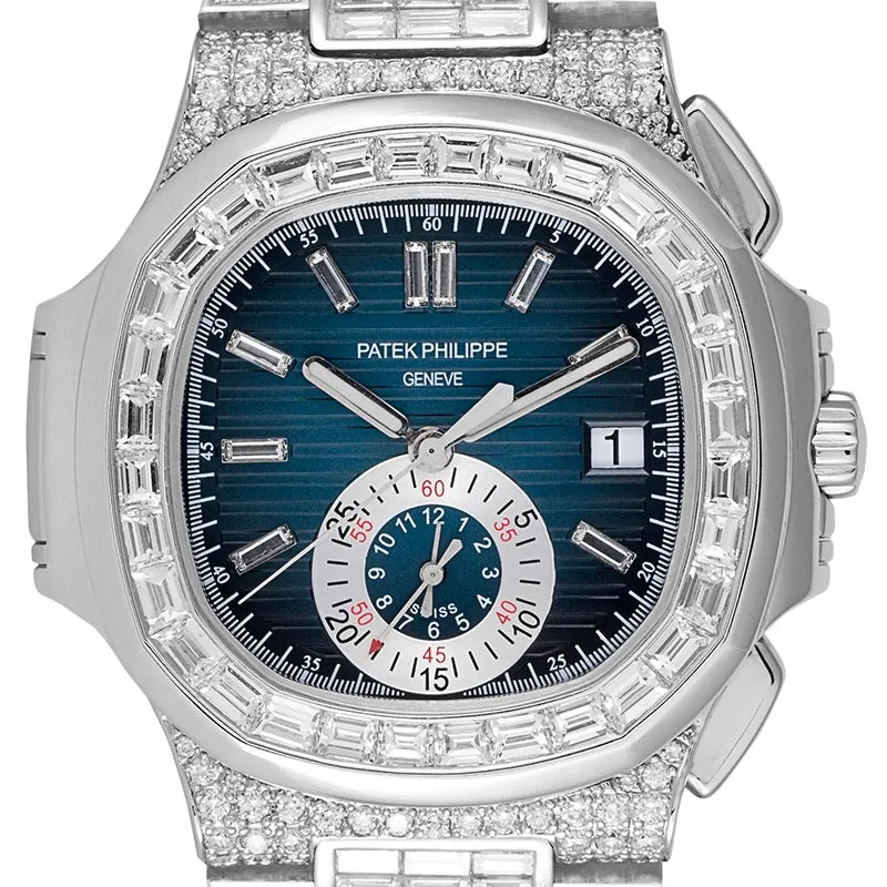 Patek Philippe Nautilus 5980 Stainless Steel Custom Diamond Set Blue/Diamonds