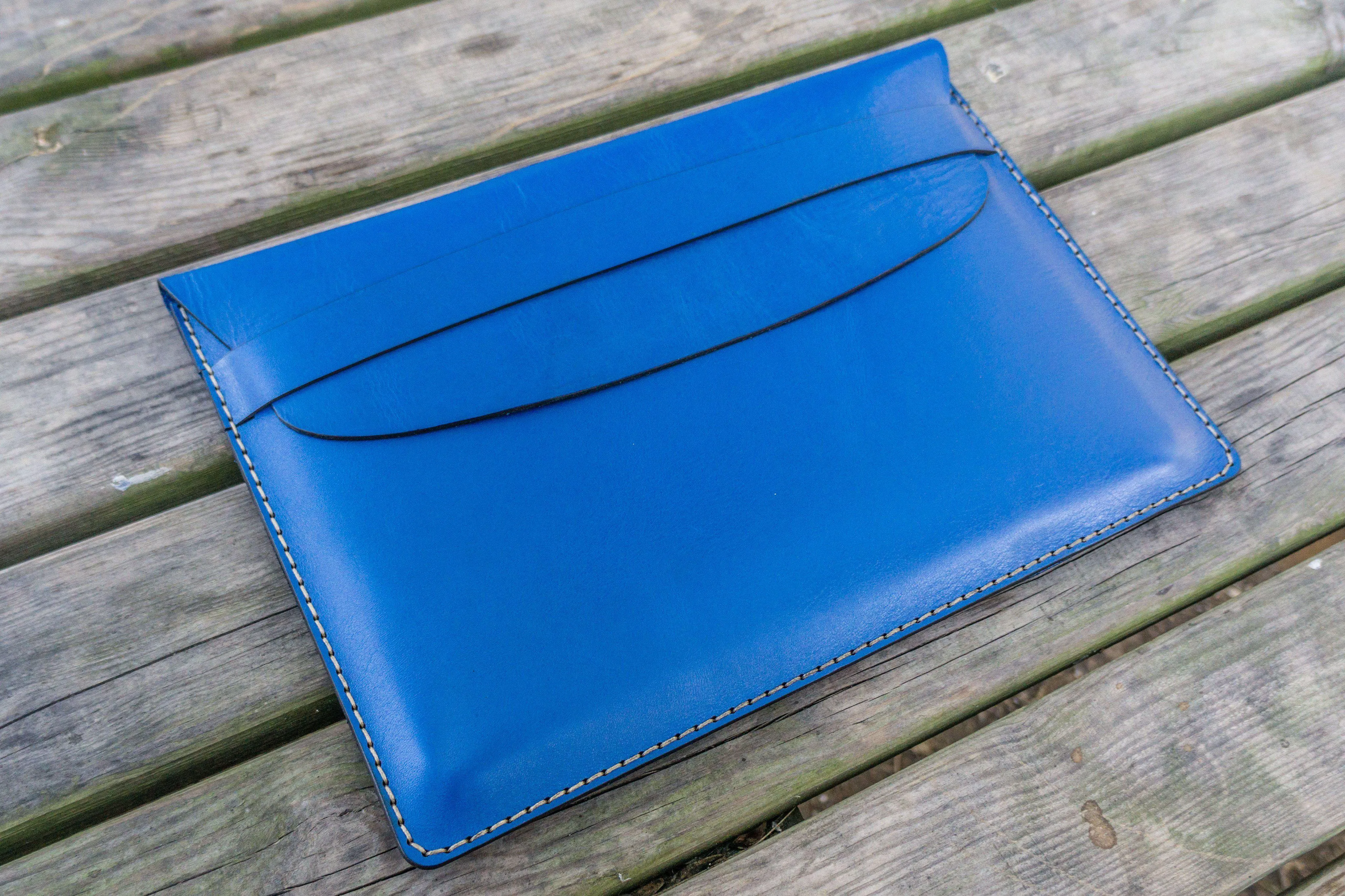 Personalized Leather MacBook Sleeves - Blue