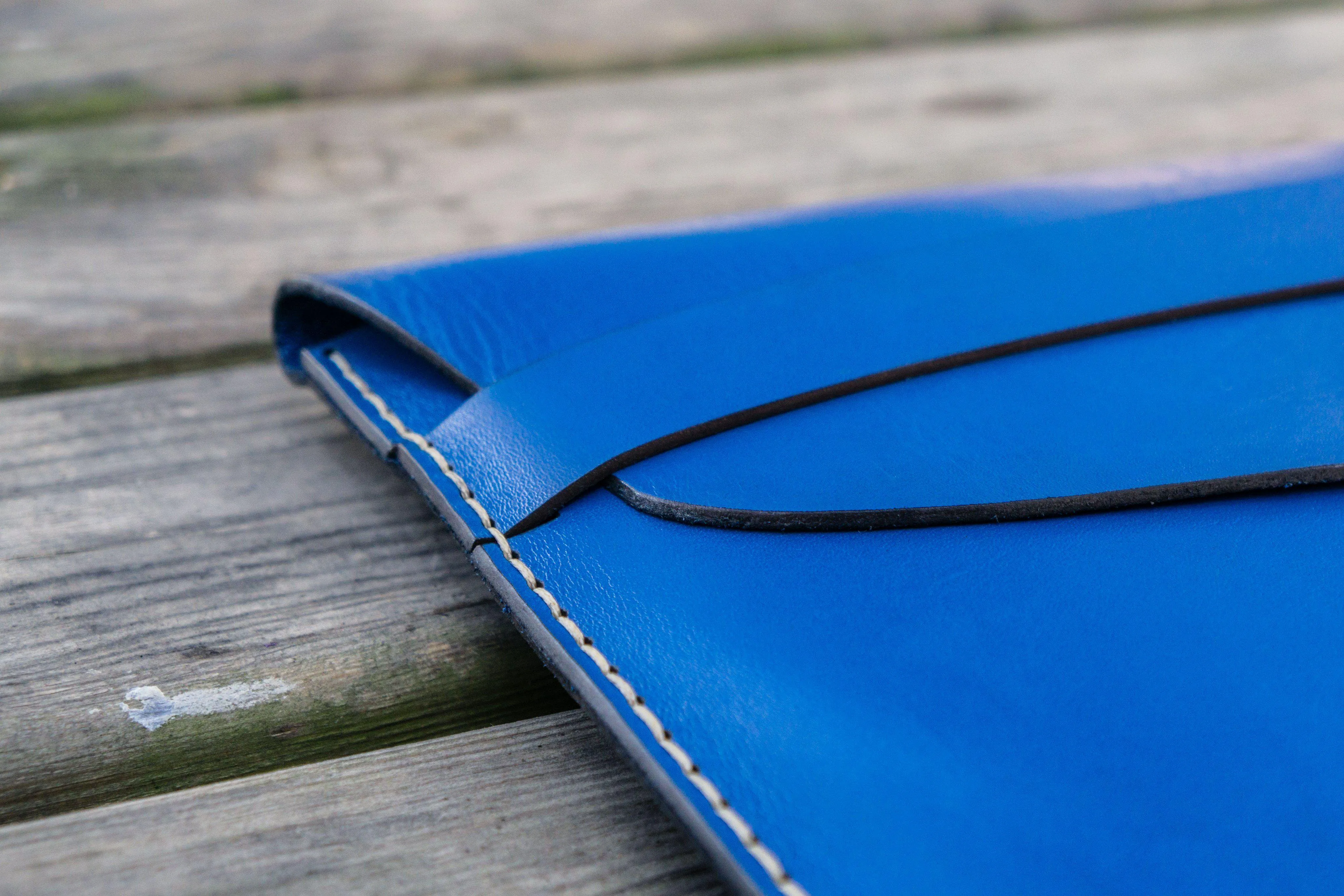 Personalized Leather MacBook Sleeves - Blue