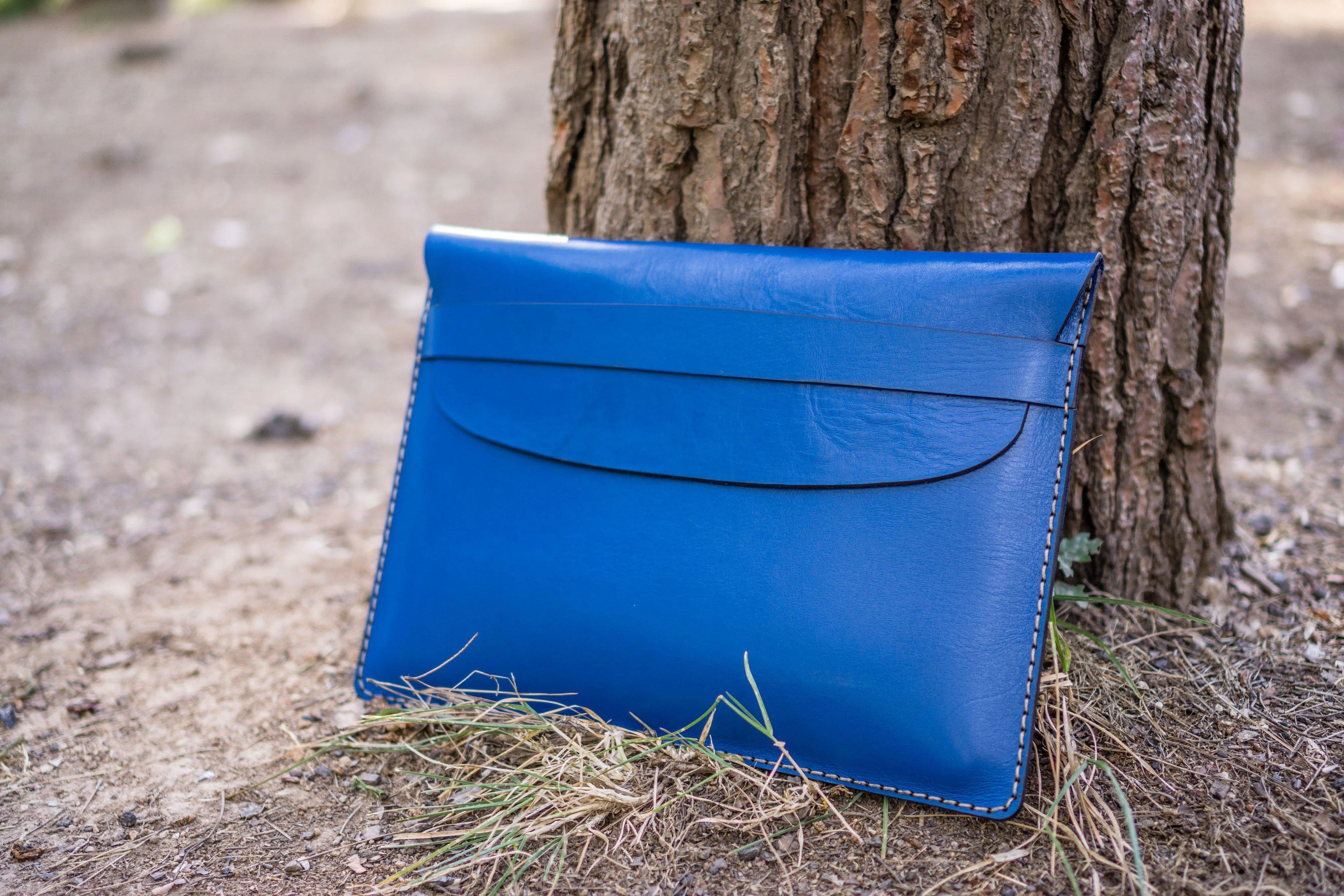 Personalized Leather MacBook Sleeves - Blue