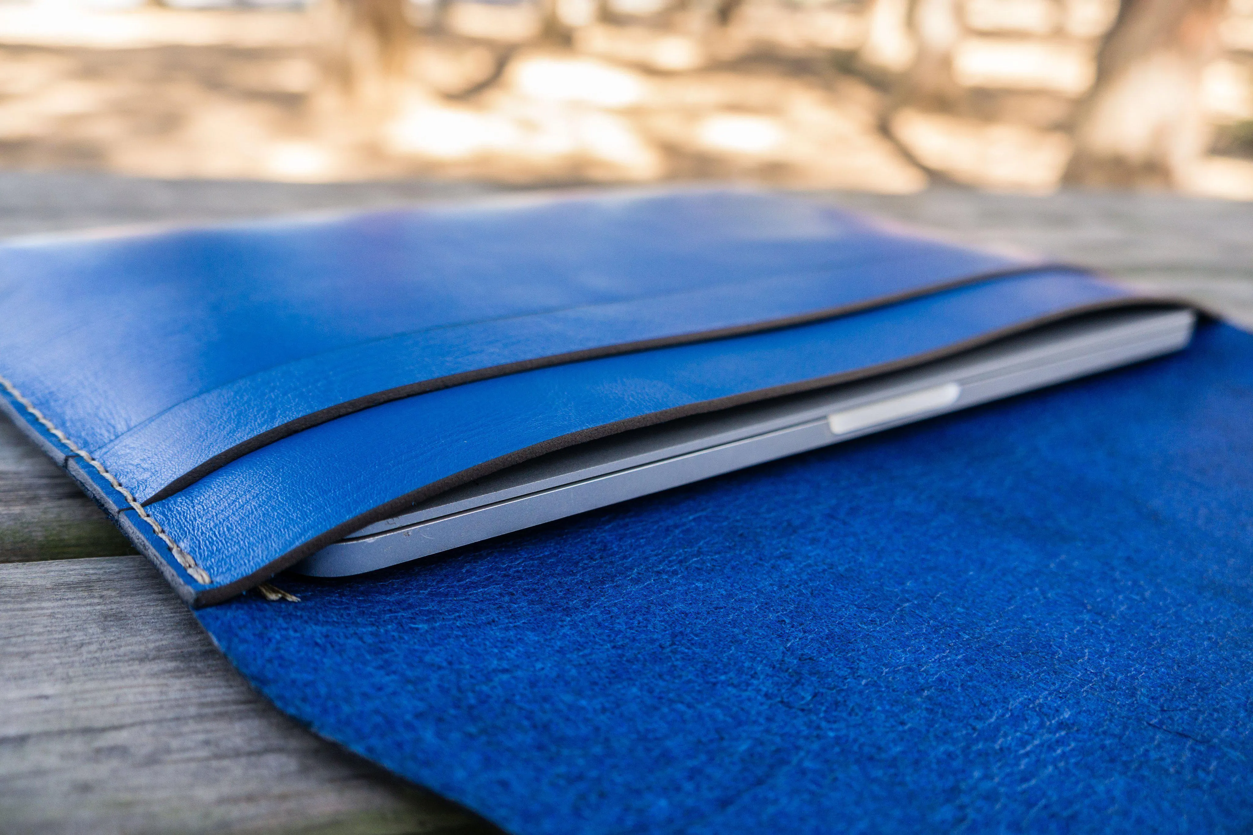 Personalized Leather MacBook Sleeves - Blue