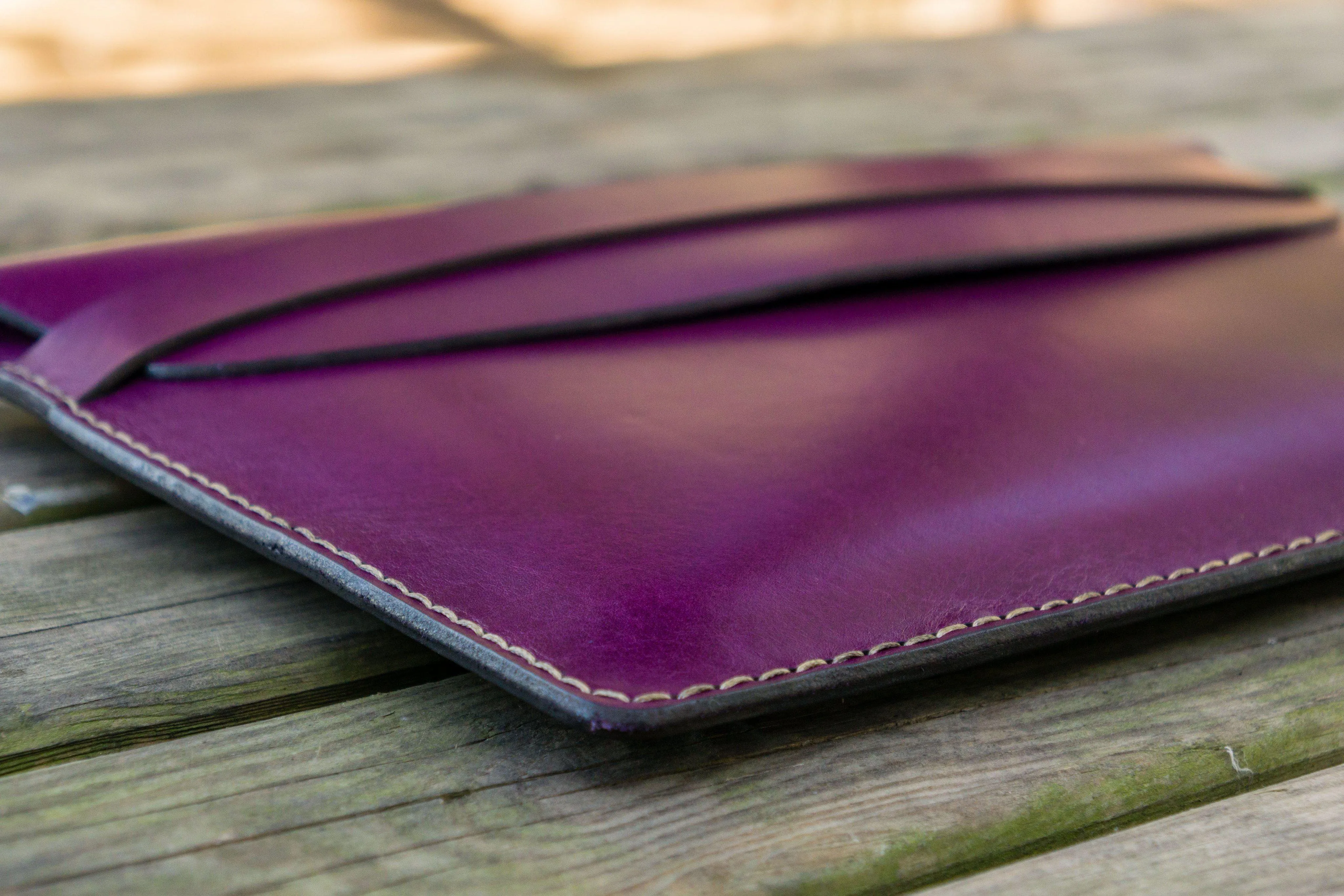 Personalized Leather MacBook Sleeves - Purple