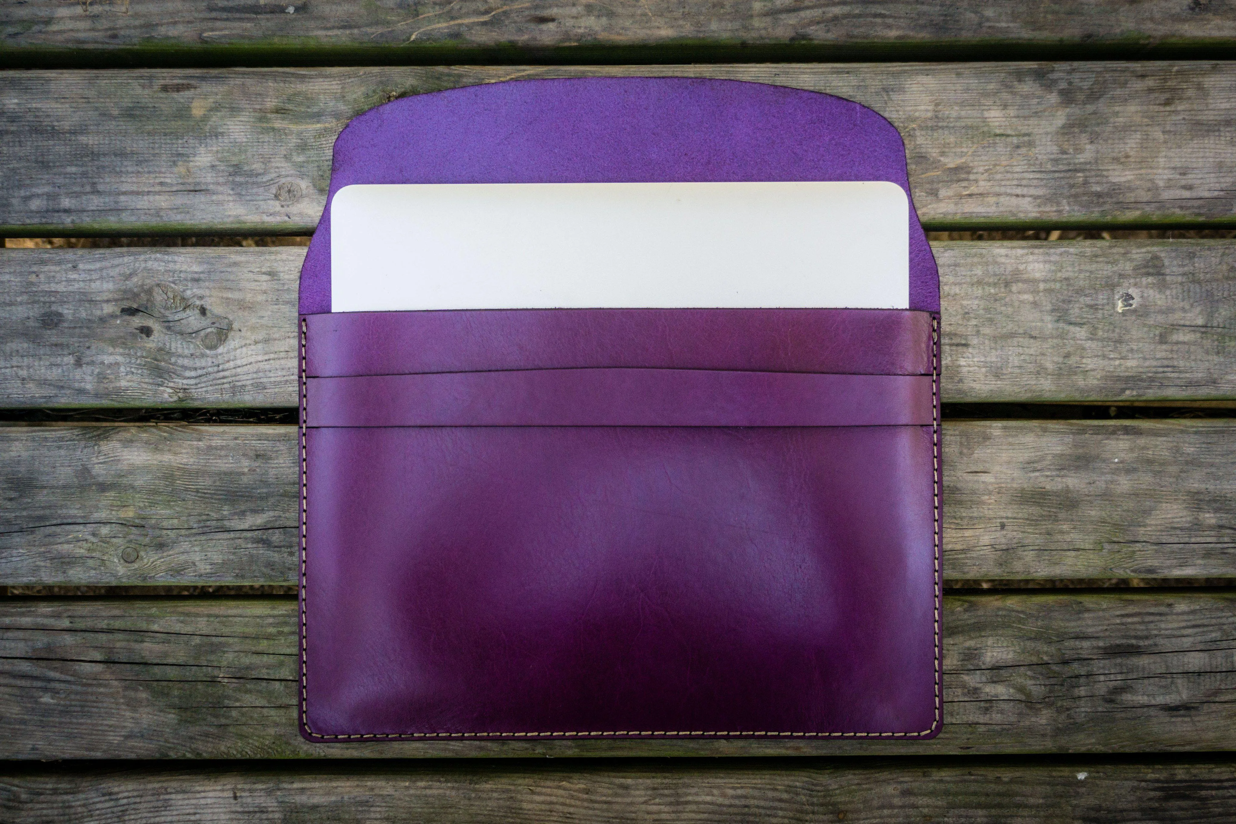 Personalized Leather MacBook Sleeves - Purple