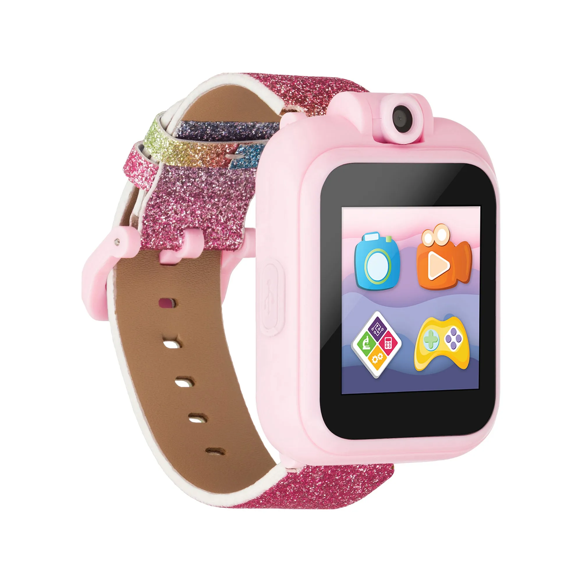 PlayZoom 2 Kids Smartwatch with Headphones: Pink Rainbow Glitter