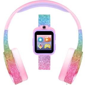 PlayZoom 2 Kids Smartwatch with Headphones: Pink Rainbow Glitter