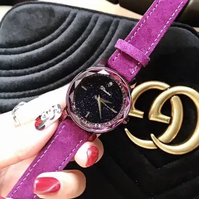 Purple Fur Strap Women's Watch