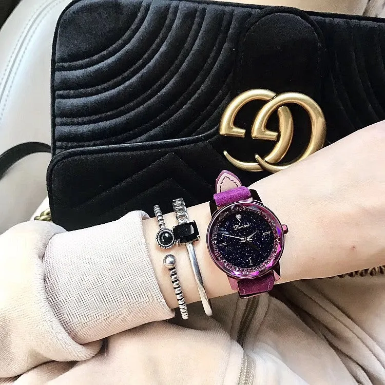 Purple Fur Strap Women's Watch