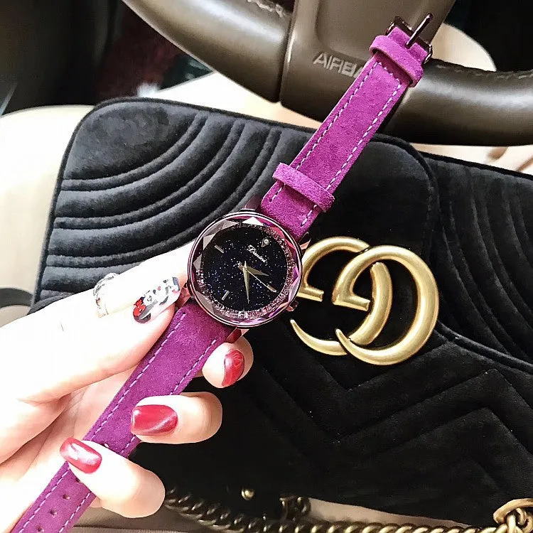 Purple Fur Strap Women's Watch