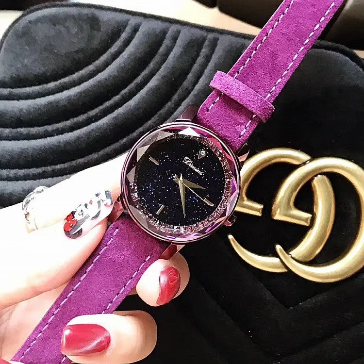 Purple Fur Strap Women's Watch