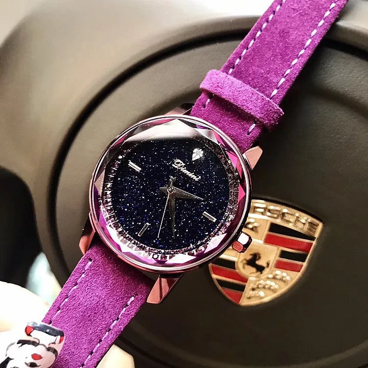 Purple Fur Strap Women's Watch