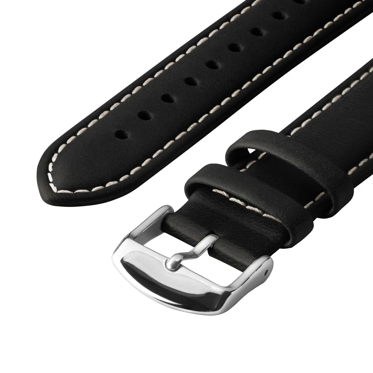 Quick Release Leather Watch Band - Black/Natural