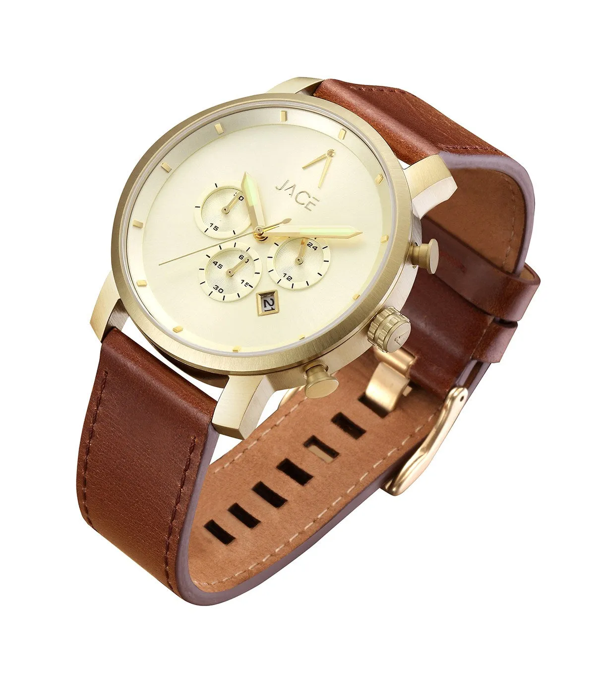 "MELBOURNE" MEN`S LEATHER BAND CHRONOGRAPH WATCH