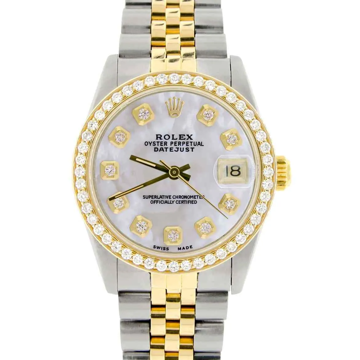 Rolex Datejust 2-Tone Midsize 31mm Womens Watch with White MOP Dial  TFJ-142508311