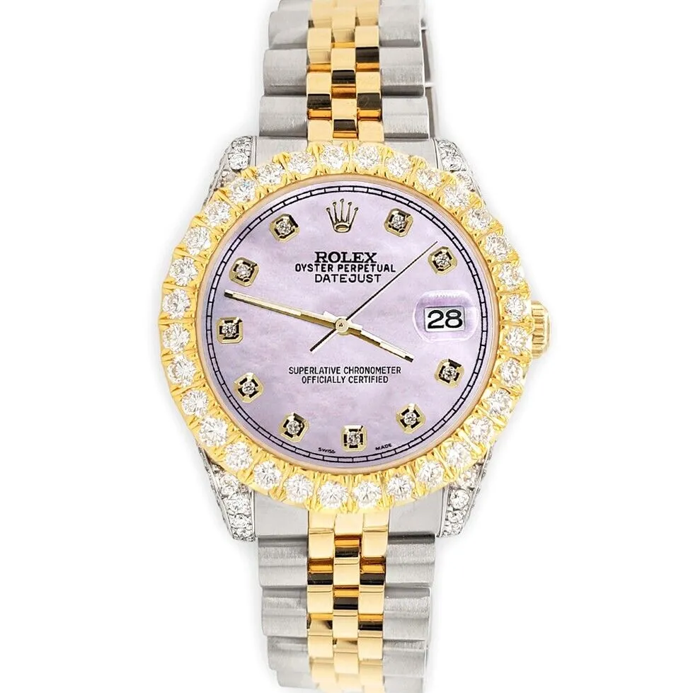 Rolex Datejust 31mm 2-Tone Watch 4.4ct Diamond Pink Pearl Dial/Bezel/Case/Lugs TFJ-142508084