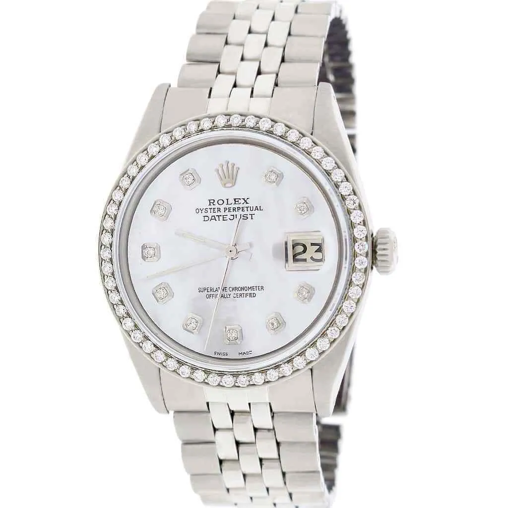 Rolex Datejust 36mm Steel Jubilee Watch w/MOP Diamond Dial &amp; 1.1CT Bezel TFJ-142508031